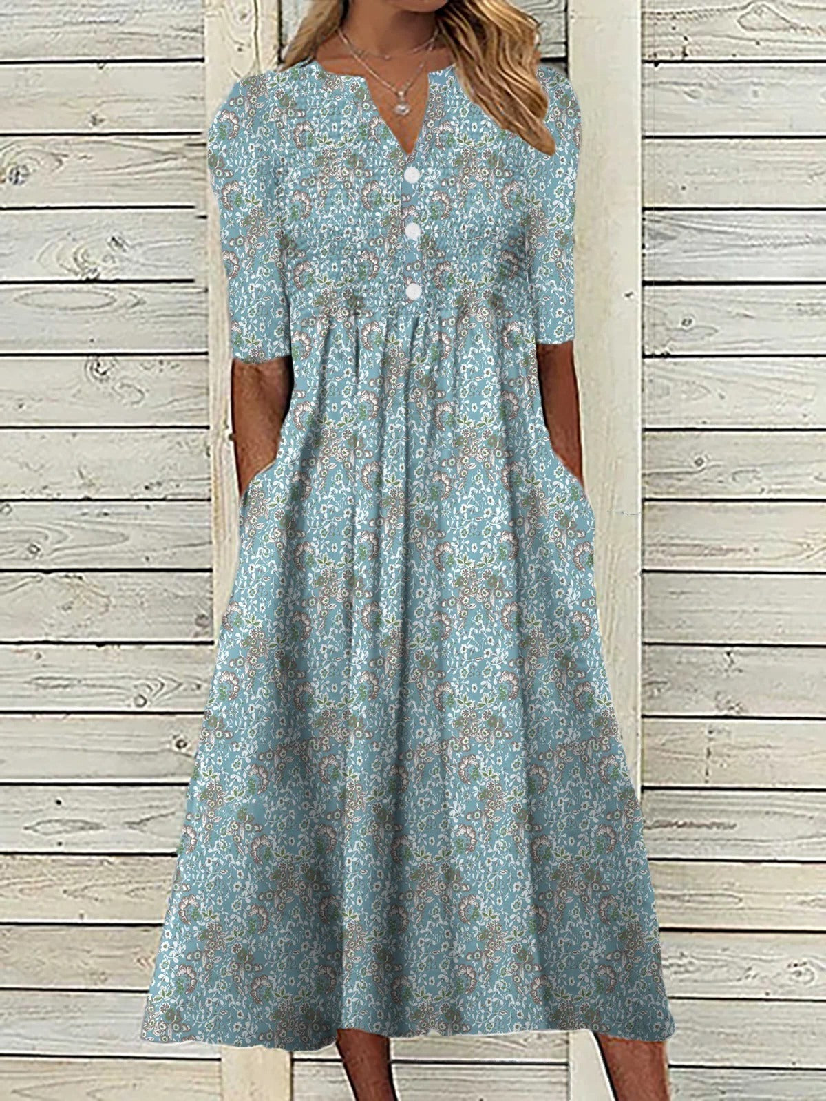 Saar - Vrolijke Zomerjurk Dames met Bloemenprint en Knoopsluiting