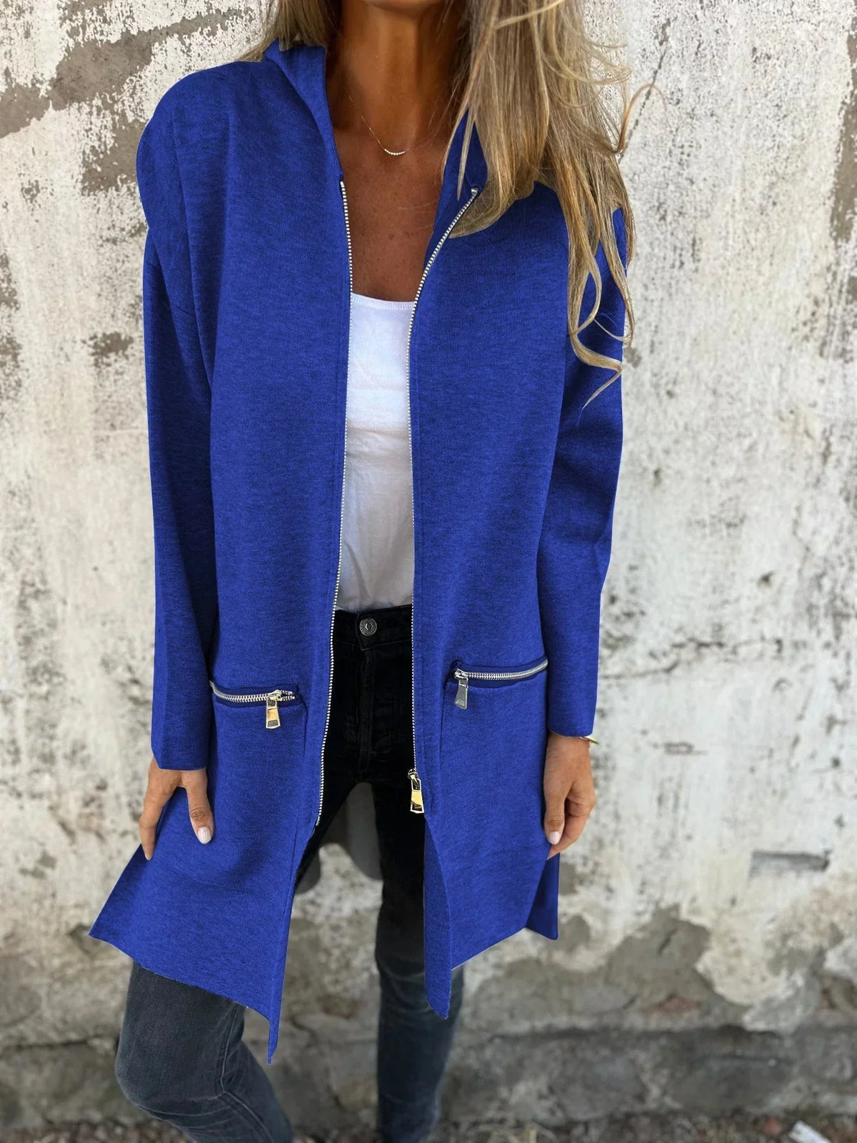 Sanne - Dames Hoodie met Rits en Capuchon Lang Model voor de Herfst