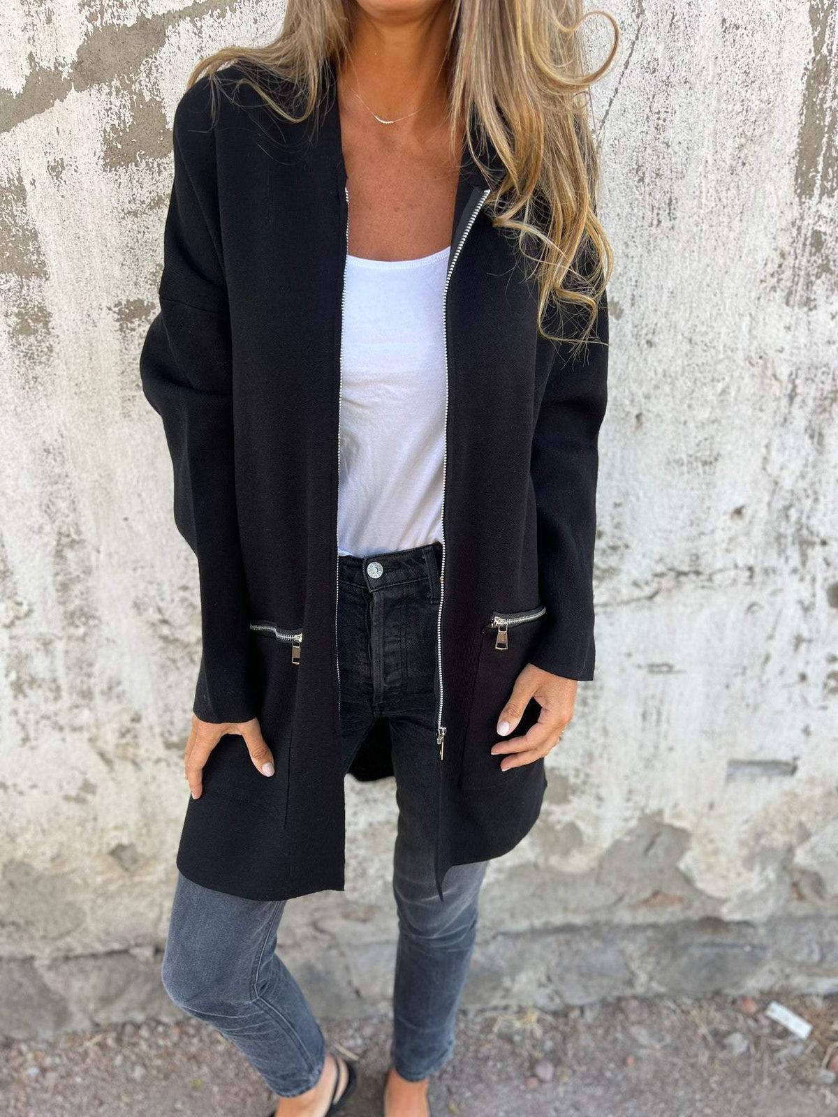 Sanne - Dames Hoodie met Rits en Capuchon Lang Model voor de Herfst