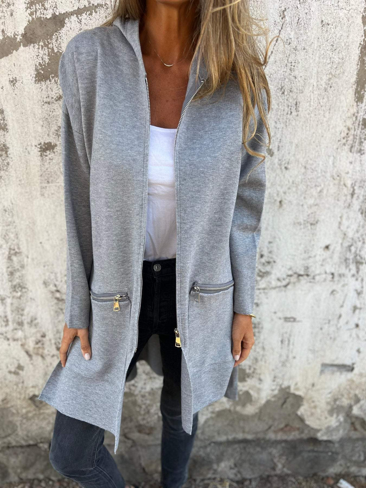 Sanne - Dames Hoodie met Rits en Capuchon Lang Model voor de Herfst