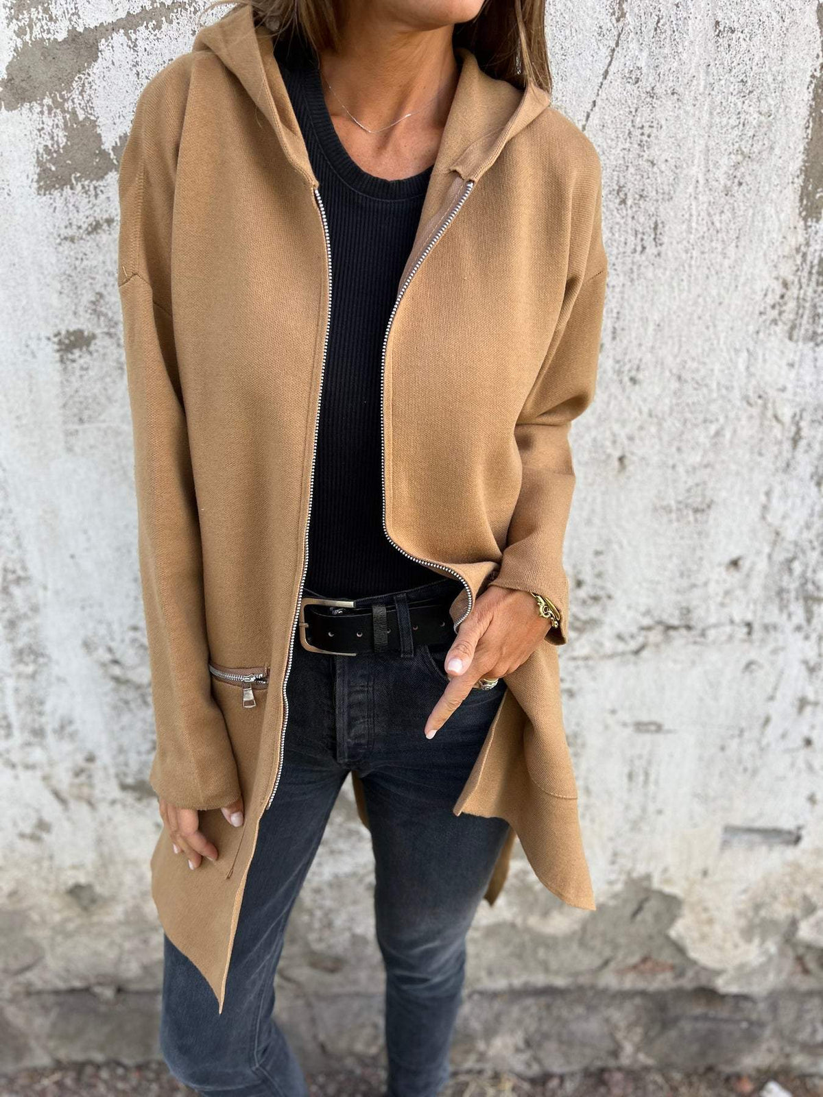 Sanne - Dames Hoodie met Rits en Capuchon Lang Model voor de Herfst