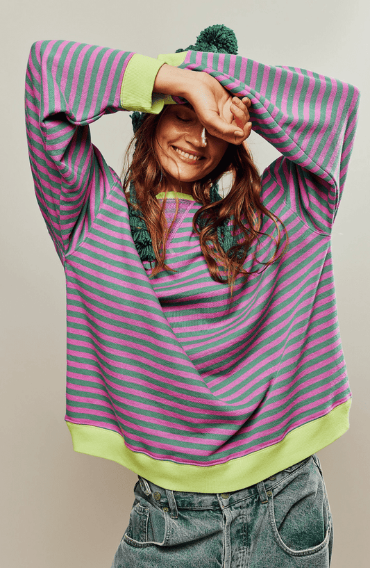 Sanne - Dames Oversized Longsleeve Top met Comfort Pasvorm en Strepen