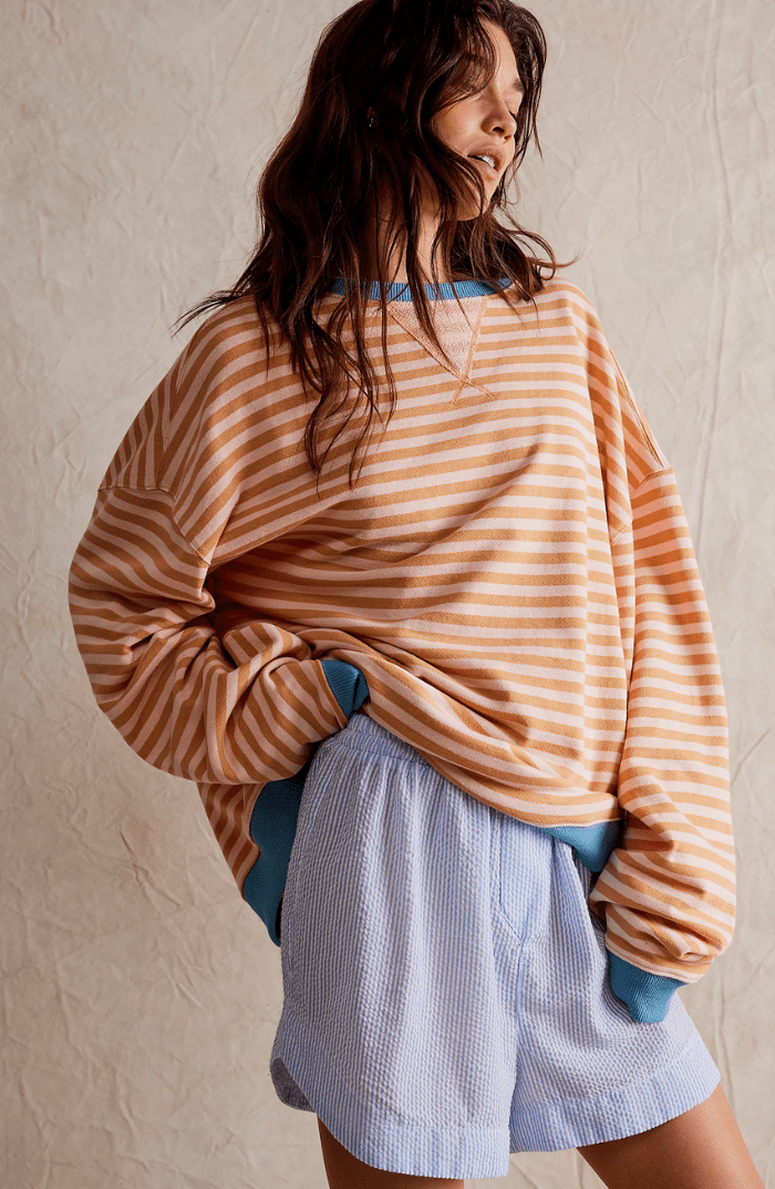 Sanne - Dames Oversized Longsleeve Top met Comfort Pasvorm en Strepen