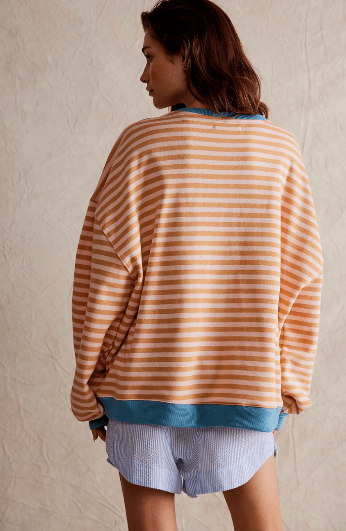 Sanne - Dames Oversized Longsleeve Top met Comfort Pasvorm en Strepen