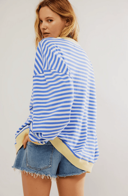 Sanne - Dames Oversized Longsleeve Top met Comfort Pasvorm en Strepen