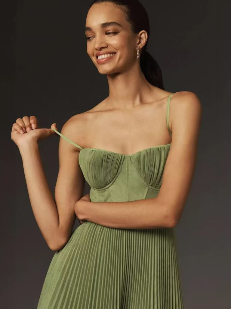 Sanne - Elegante Bruiloft Gastenjurk Dames met Bustier en Geplooide Rok