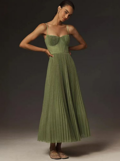 Sanne - Elegante Bruiloft Gastenjurk Dames met Bustier en Geplooide Rok