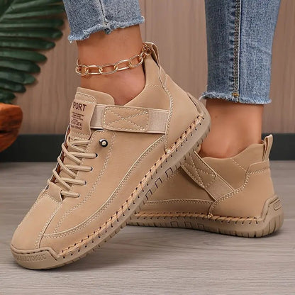 Sanne - Stoere Comfort Sneakers Dames met Veters en Klittenbandsluiting
