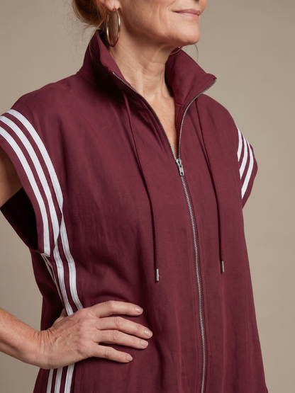 Sanne - Stoere Wijde Linnen Jumpsuit Dames met Capuchon en Ritssluiting