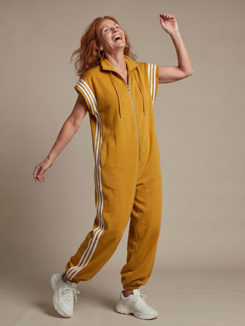 Sanne - Stoere Wijde Linnen Jumpsuit Dames met Capuchon en Ritssluiting