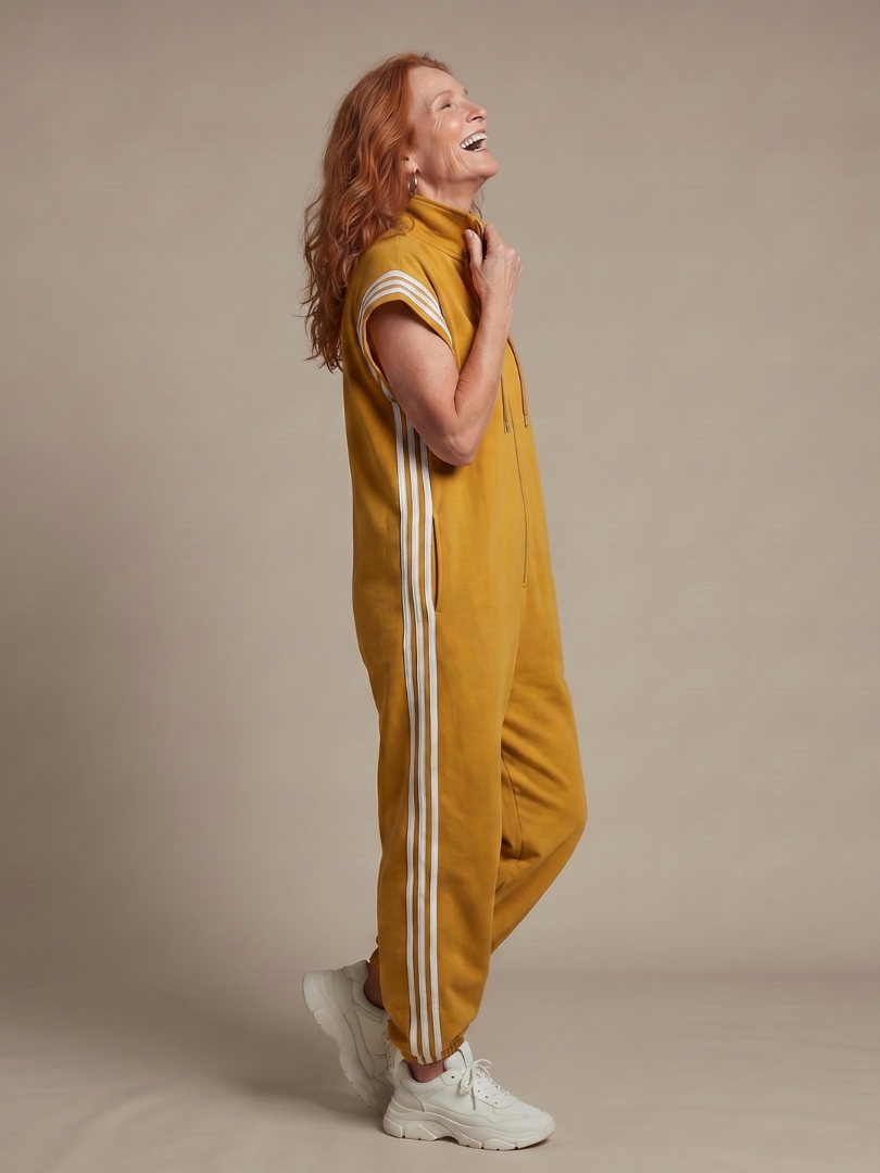 Sanne - Stoere Wijde Linnen Jumpsuit Dames met Capuchon en Ritssluiting