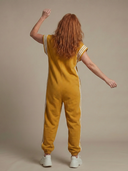Sanne - Stoere Wijde Linnen Jumpsuit Dames met Capuchon en Ritssluiting