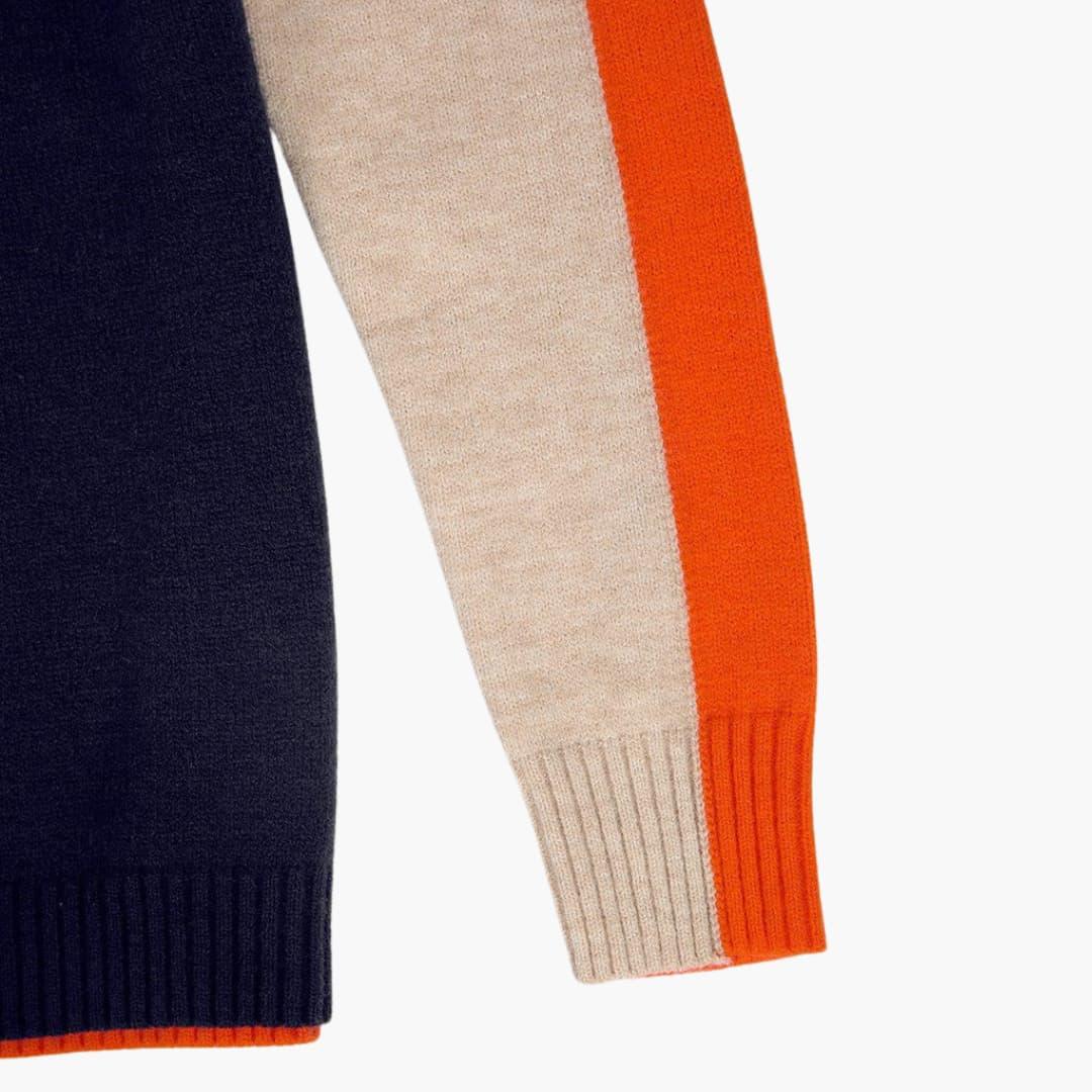 Sanne - Trui dames gebreid warm en net met lange mouw en ronde hals