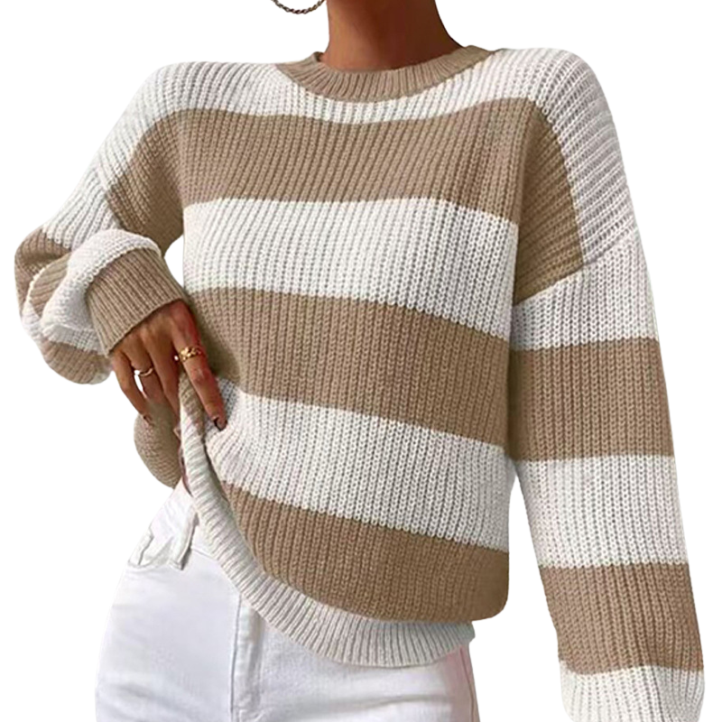 Sanne - Trui dames oversized en warm ribgebreid met ronde hals