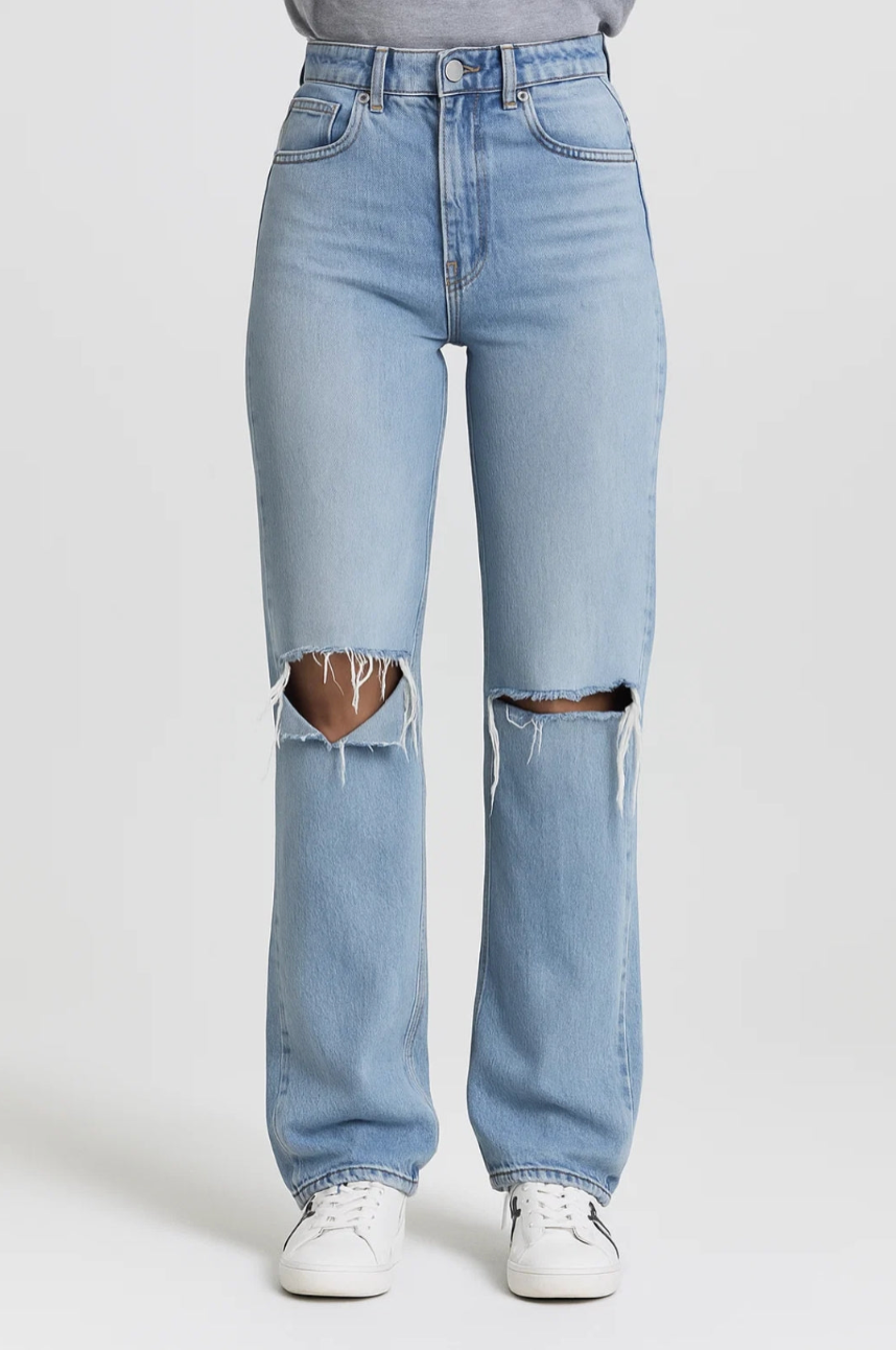 Jeans Dames - High Waist Straight Fit met Ripped Knie | Casual