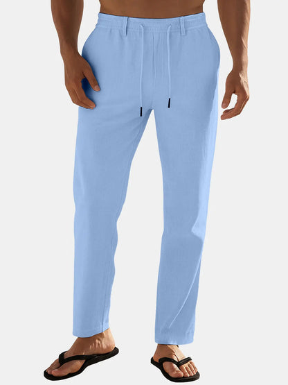 Sem - Casual Linnen Broek Heren met Elastische Taille en Trekkoord