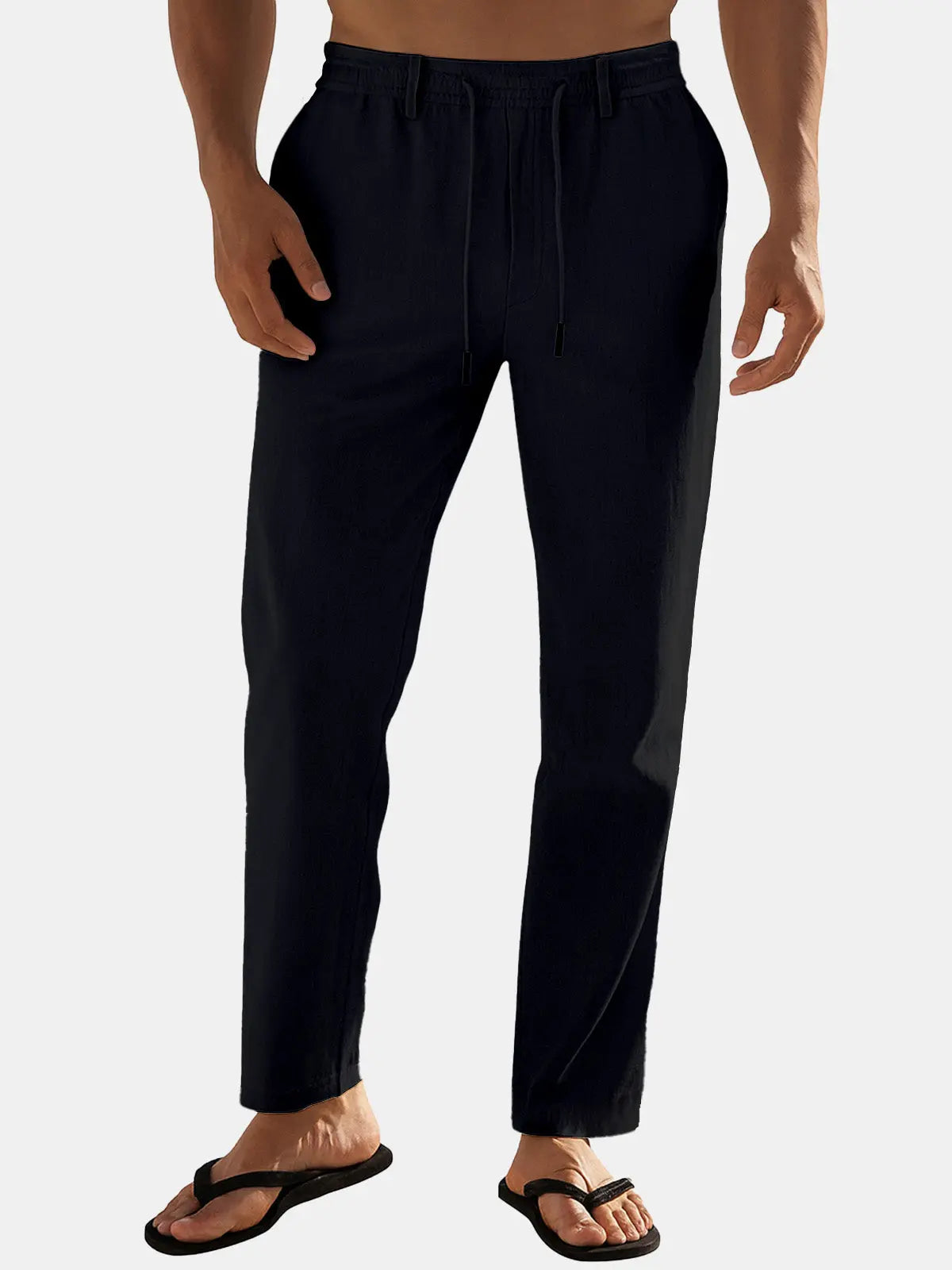 Sem - Casual Linnen Broek Heren met Elastische Taille en Trekkoord