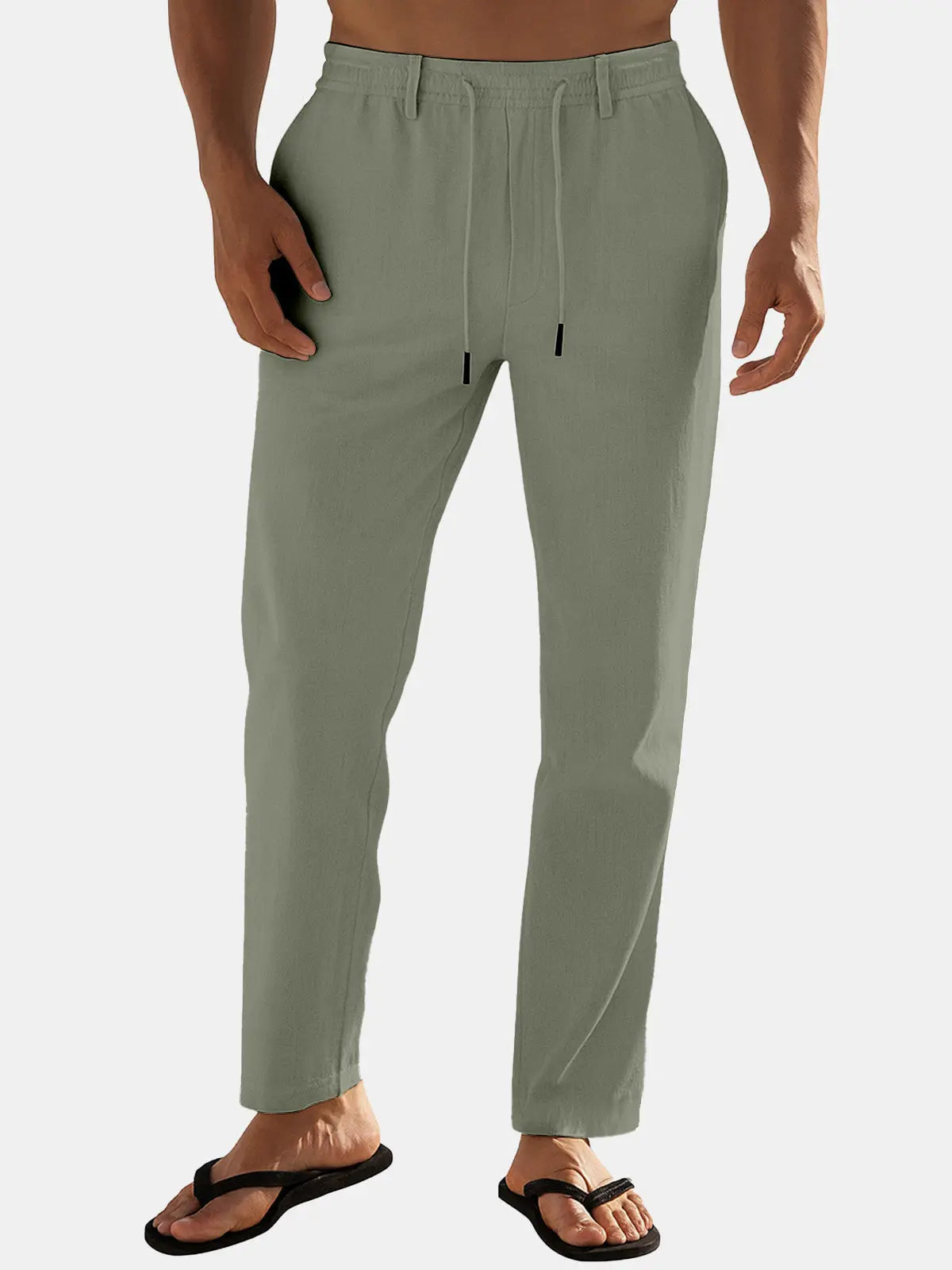 Sem - Casual Linnen Broek Heren met Elastische Taille en Trekkoord