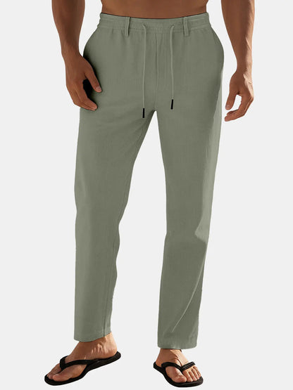Sem - Casual Linnen Broek Heren met Elastische Taille en Trekkoord