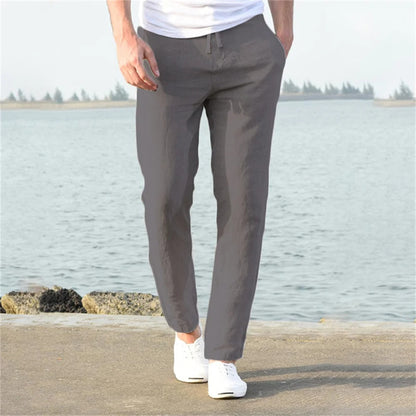 Sem - Casual Linnen Broek Heren met Rechte Pijp en Trekkoord