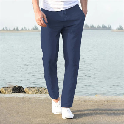 Sem - Casual Linnen Broek Heren met Rechte Pijp en Trekkoord