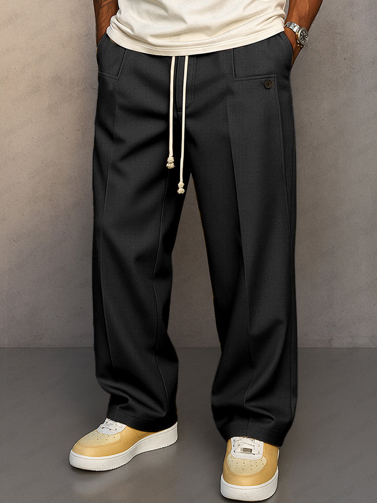 Sem - Heren Oversized Broek met Wijde Pasvorm en Trekkoord Taille