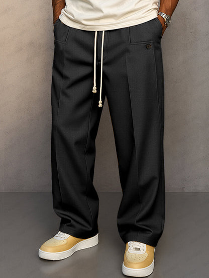 Sem - Heren Oversized Broek met Wijde Pasvorm en Trekkoord Taille