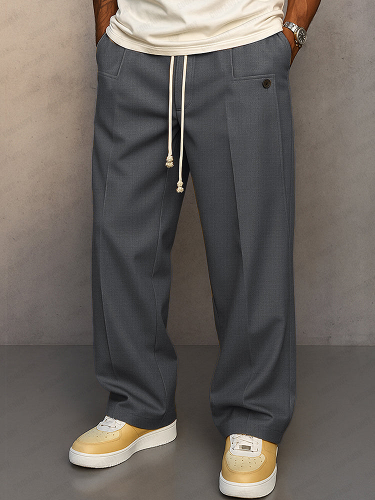 Sem - Heren Oversized Broek met Wijde Pasvorm en Trekkoord Taille