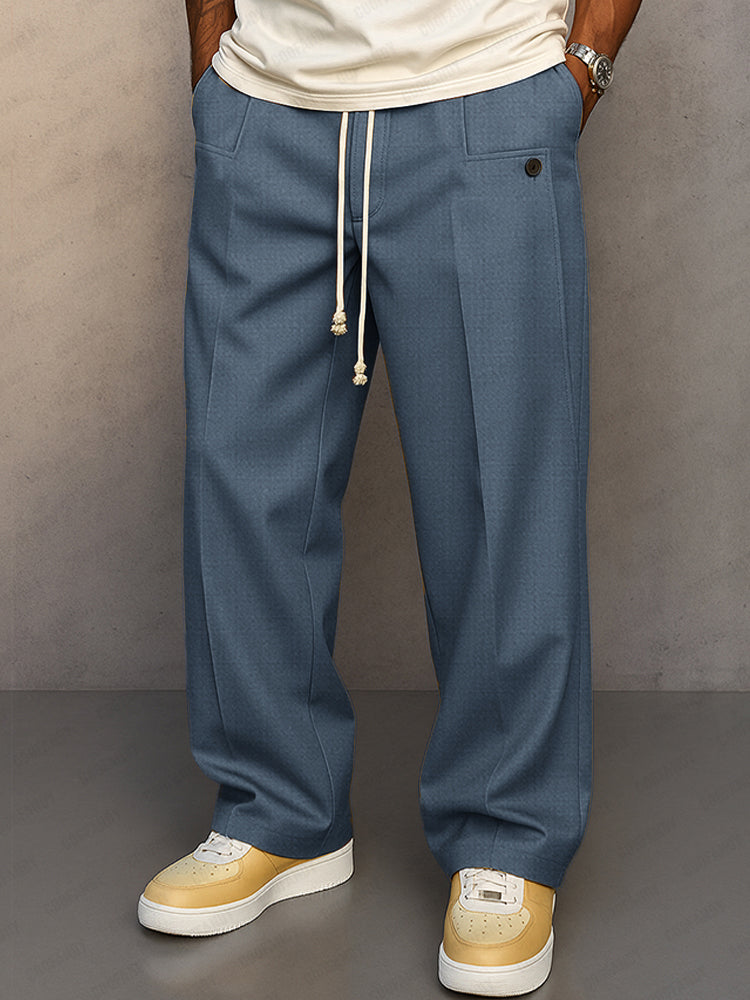 Sem - Heren Oversized Broek met Wijde Pasvorm en Trekkoord Taille