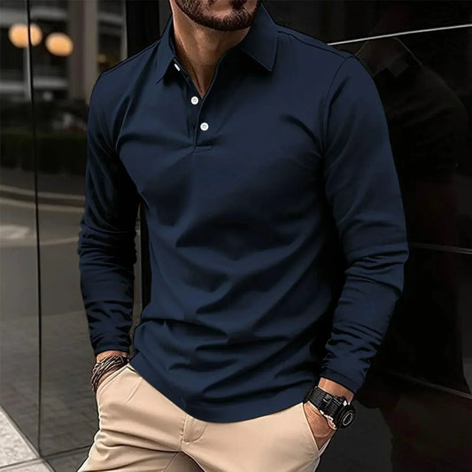 Sem - Klassieke Polo Heren Longsleeve met Kraag en Knoopsluiting