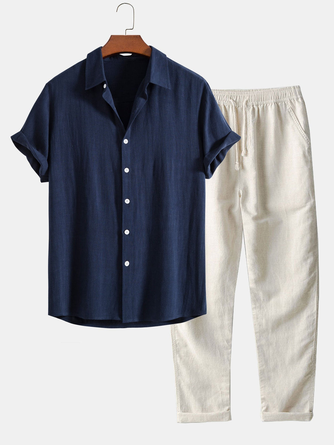 Sem - Stoere Linnen Zomer Set Heren met Korte Mouw Overhemd en Broek