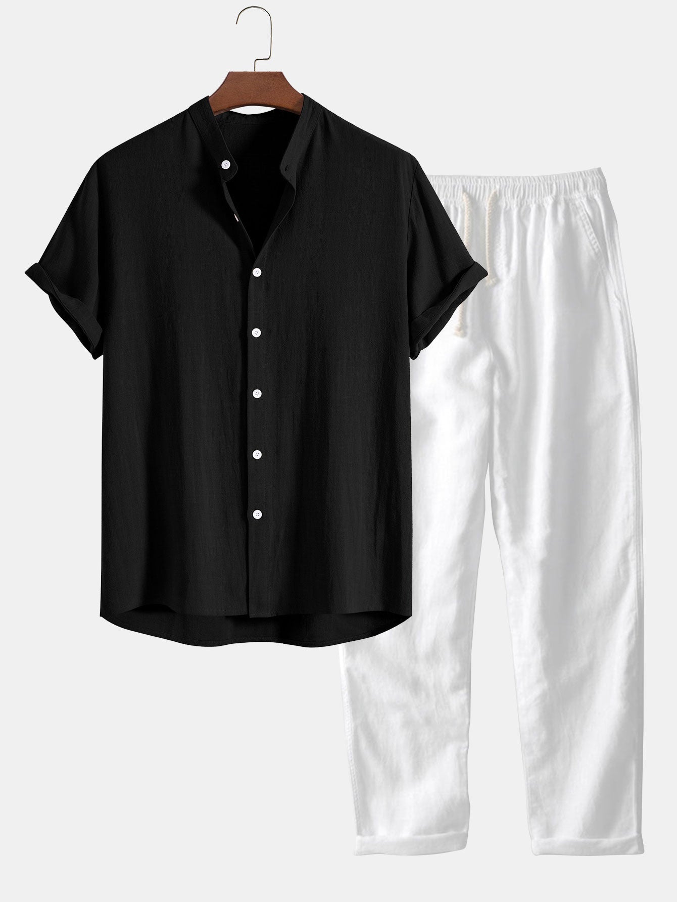 Sem - Stoere Linnen Zomer Set Heren met Korte Mouw Overhemd en Broek