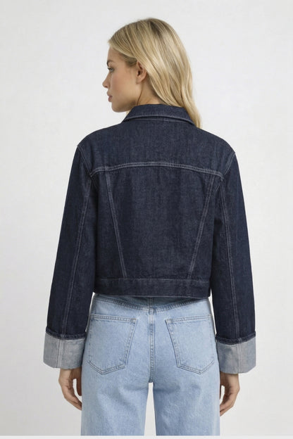 Spijkerjasje Dames - Cropped Fit met Omgeslagen Mouwen | Casual