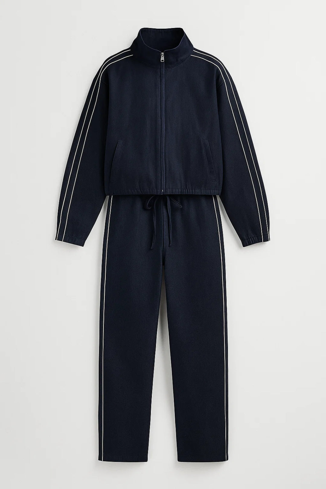 Sportieve Denim Set | Relaxed Fit Met Strependetail | Casual en Eigentijds