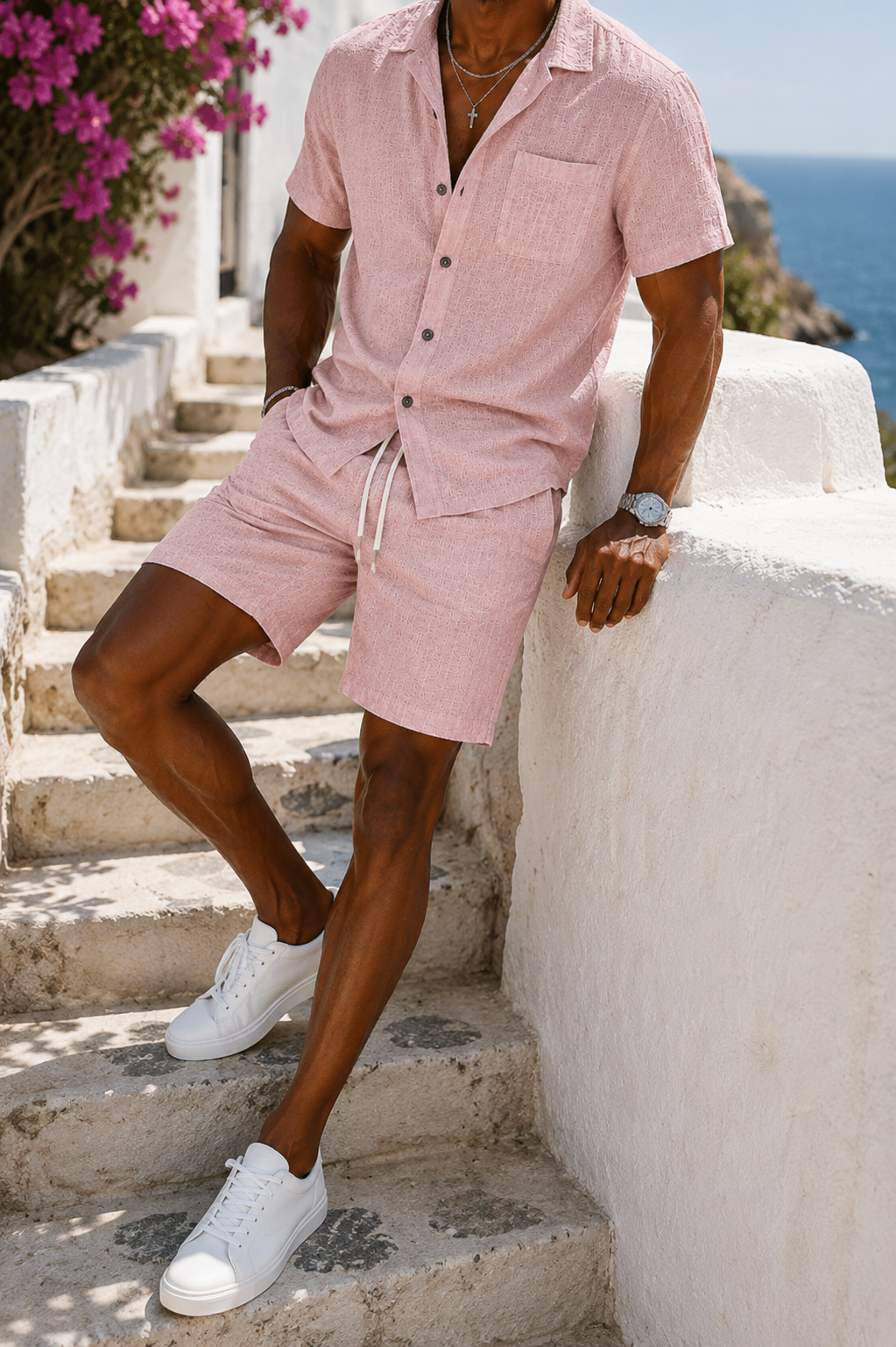 Stijn - Boho Heren Linnen Zomerset met Knoopsluiting en Borstzak