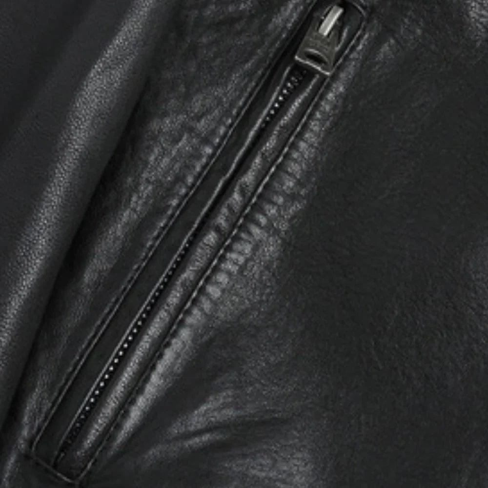 Stijn - Heren Biker Jack Leren Stijl met Ritssluiting en Opstaande Kraag
