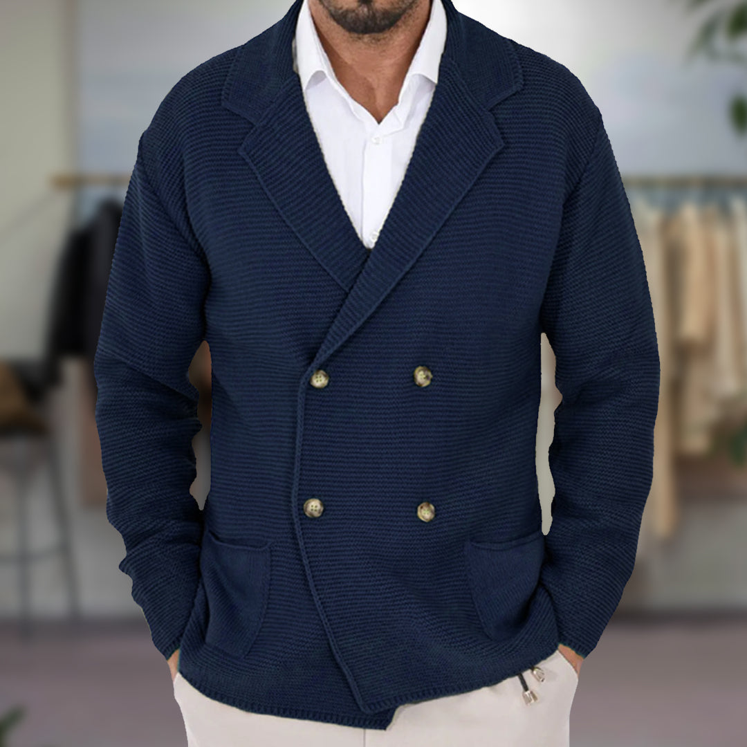Stijn - Vest heren gebreid en smart casual met knopen en revers
