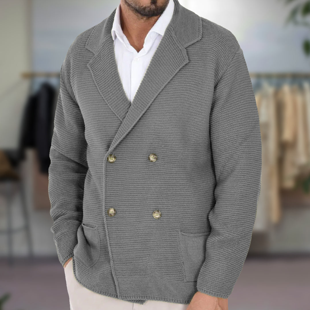 Stijn - Vest heren gebreid en smart casual met knopen en revers