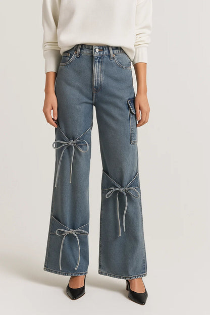 Straight Fit Jeans | Speels Design met Strikdetails | Comfortabel en Eigentijds