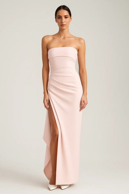 Strapless Avondjurk | Aangesloten Snit met Hoge Split | Lichtgewicht en Ademend