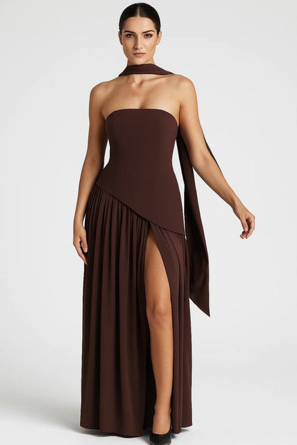 Strapless Avondjurk | Asymmetrische Snit | Elegante Maxi Look