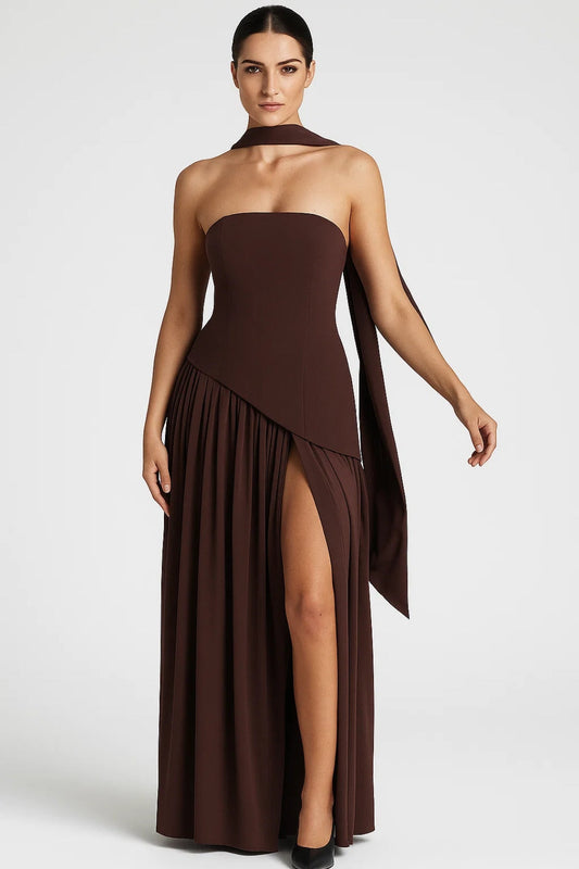 Strapless Avondjurk | Asymmetrische Snit | Elegante Maxi Look