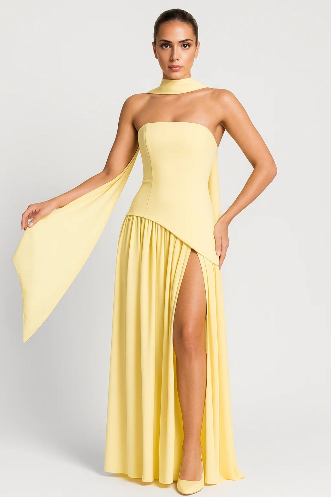 Strapless Avondjurk | Asymmetrische Snit | Elegante Maxi Look