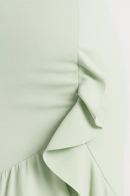Strapless Jurk Lang | Speelse Volants met Split | Lichtgewicht en Ademend