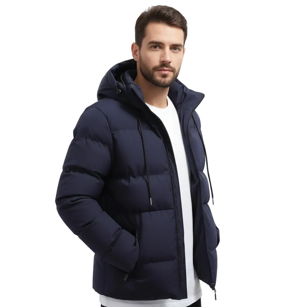 Sven - Puffer winterjas heren kort en warm met capuchon