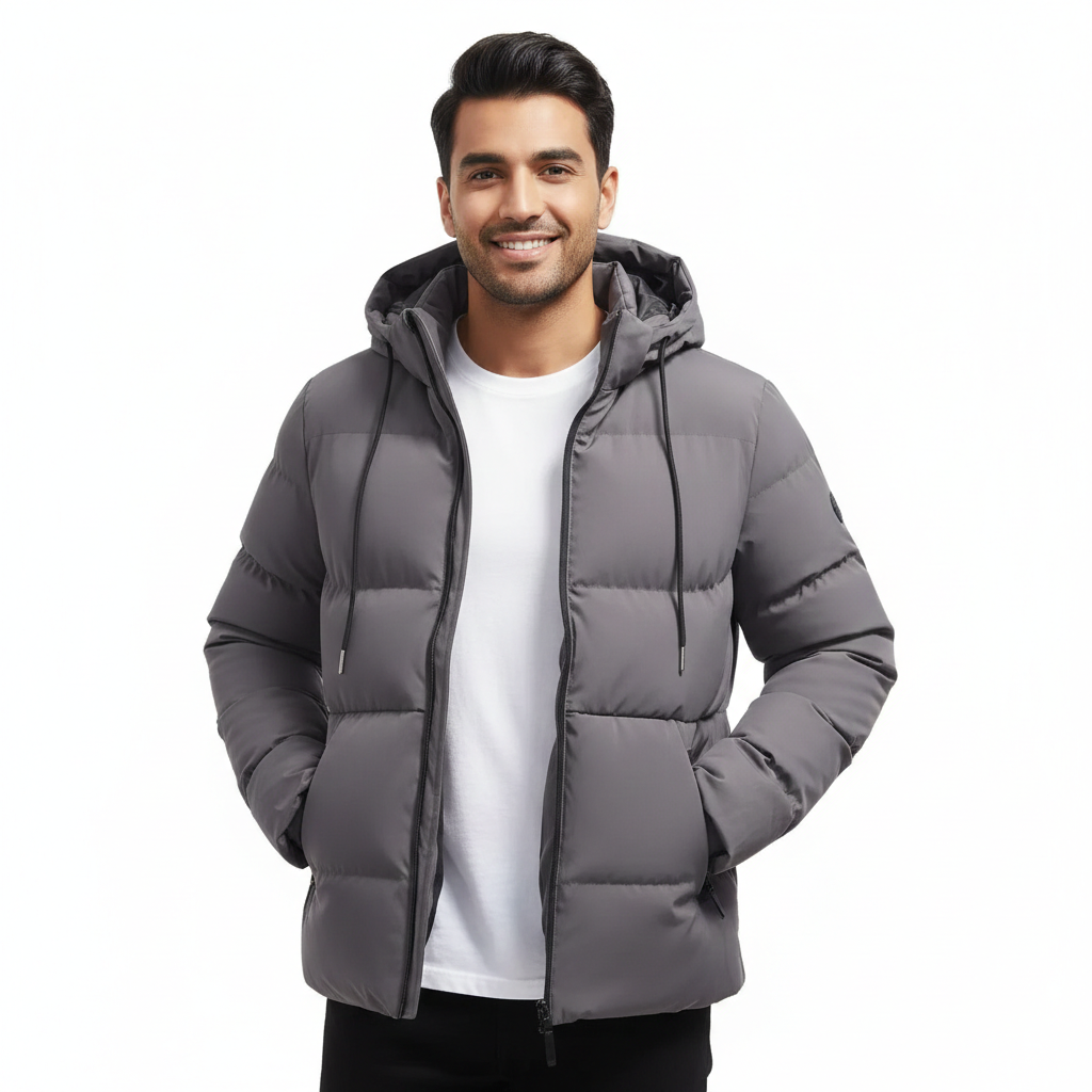 Sven - Puffer winterjas heren kort en warm met capuchon