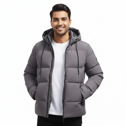 Sven - Puffer winterjas heren kort en warm met capuchon