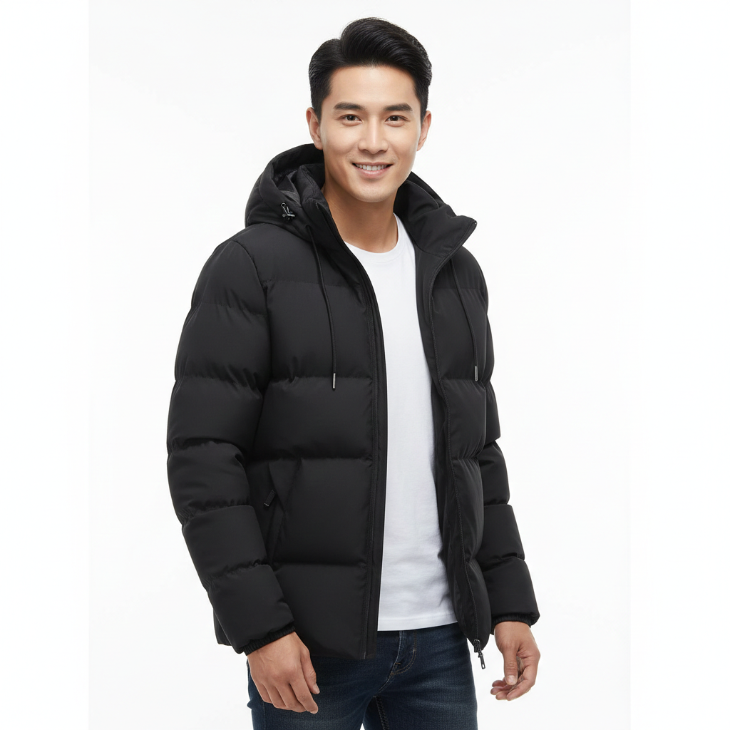 Sven - Puffer winterjas heren kort en warm met capuchon