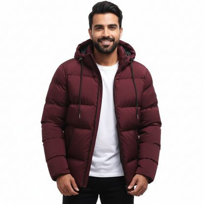 Sven - Puffer winterjas heren kort en warm met capuchon