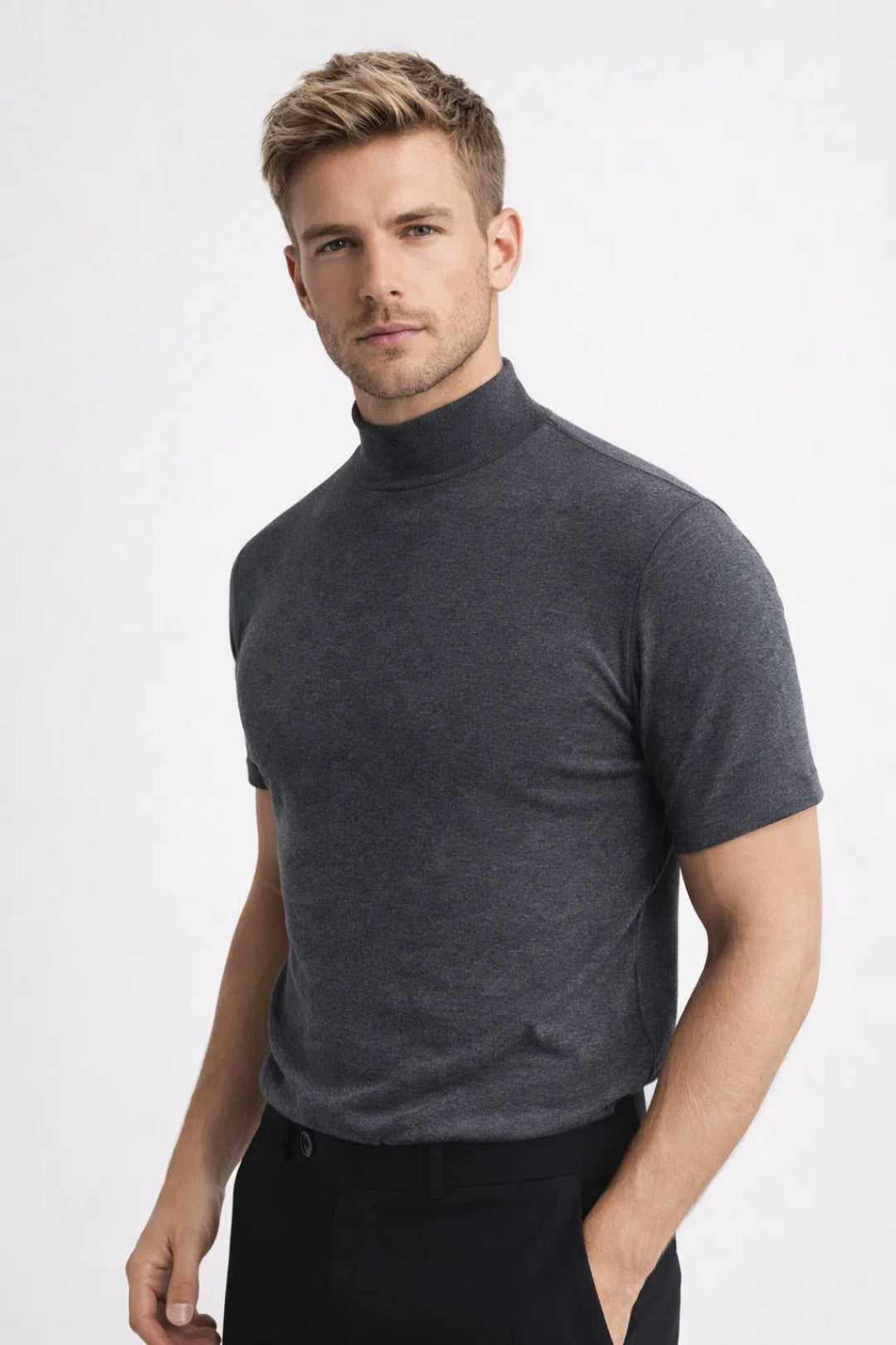 T-Shirt Heren - Korte Mouw met Opstaande Col | Casual